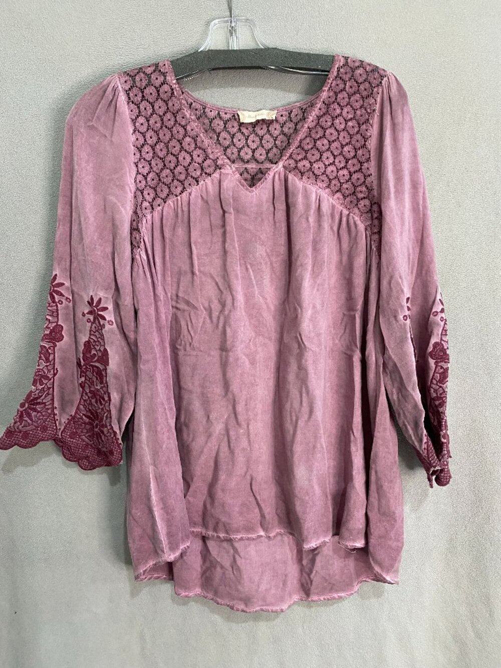 Altar'd State Mauve Embroidered Lace Tunic Top S Boho Western Romantic